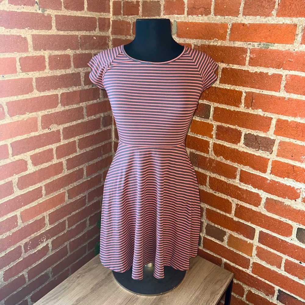 Skater Dress - Grey and Salmon